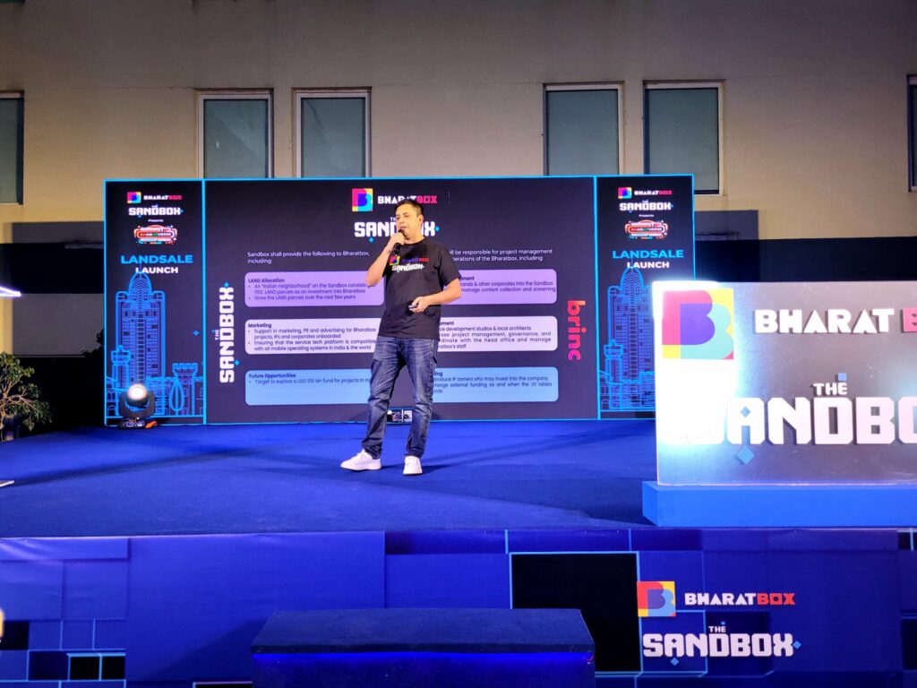 Karan Keswani, CEO of BharatBox on Stage at BollyVerse Launch Event